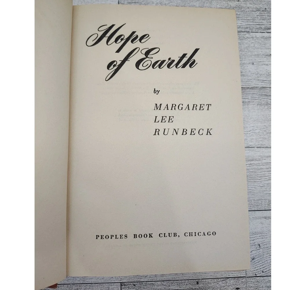 Hope of Earth 1947 Margaret Lee Runbeck HC Peoples BCE Vtg Frontier Saga Fiction